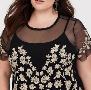 torrid gold embroidered mesh tshirt